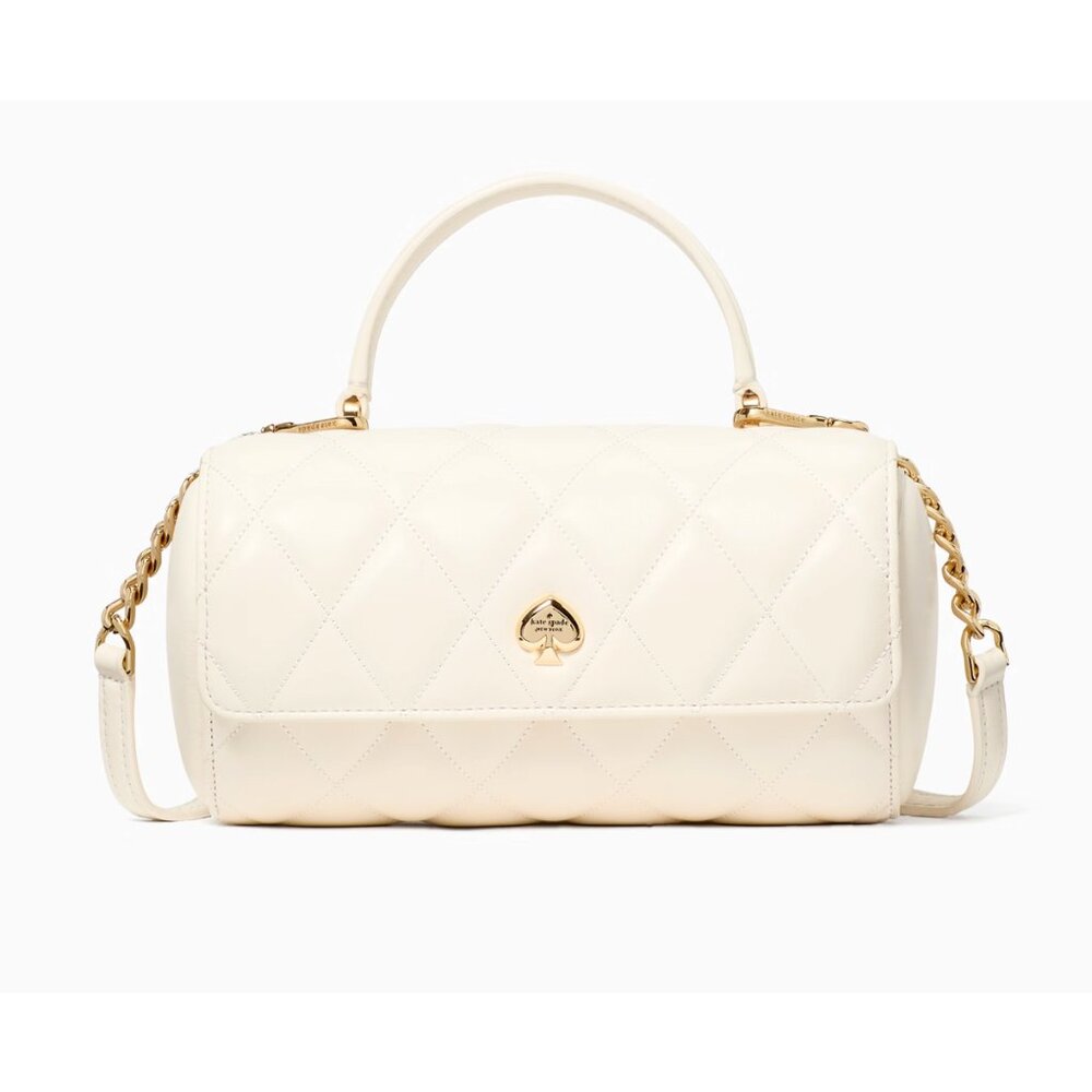 New Kate Spade Heart Barrel Quilted Crossbody Meringue